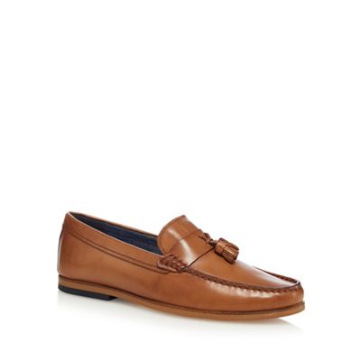 Tan tasselled leather loafers